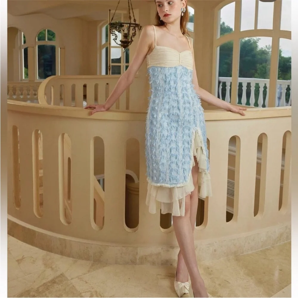 LaceMade Light Blue and Cream Dress - WORN ONCE - Picture 2 of 2